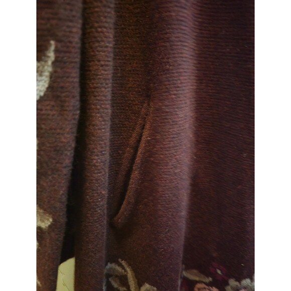NWT MAXSPORT Hooded Cardigan Sweater Women's Burgundy Floral Sz M - Picture 4 of 8